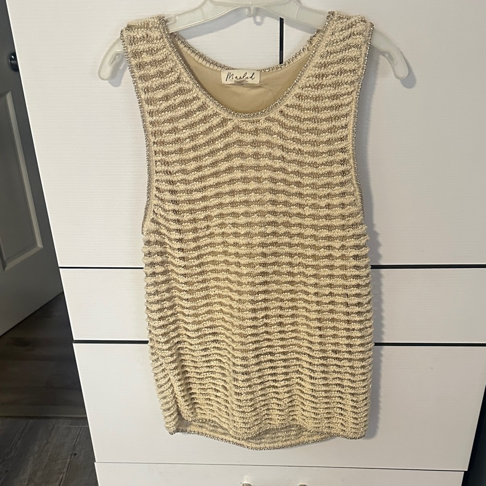 Marled Beige Textured Tank Top